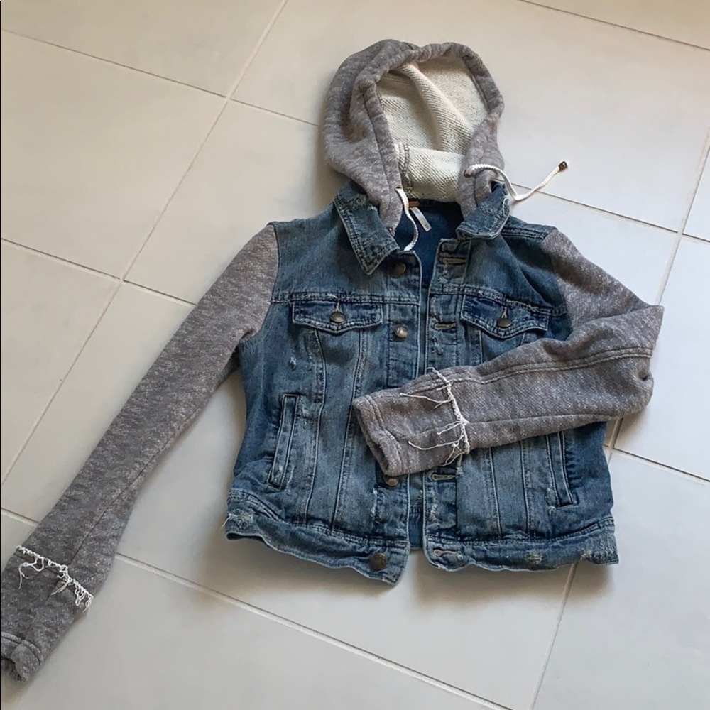 Free People Hooded Jean Jacket